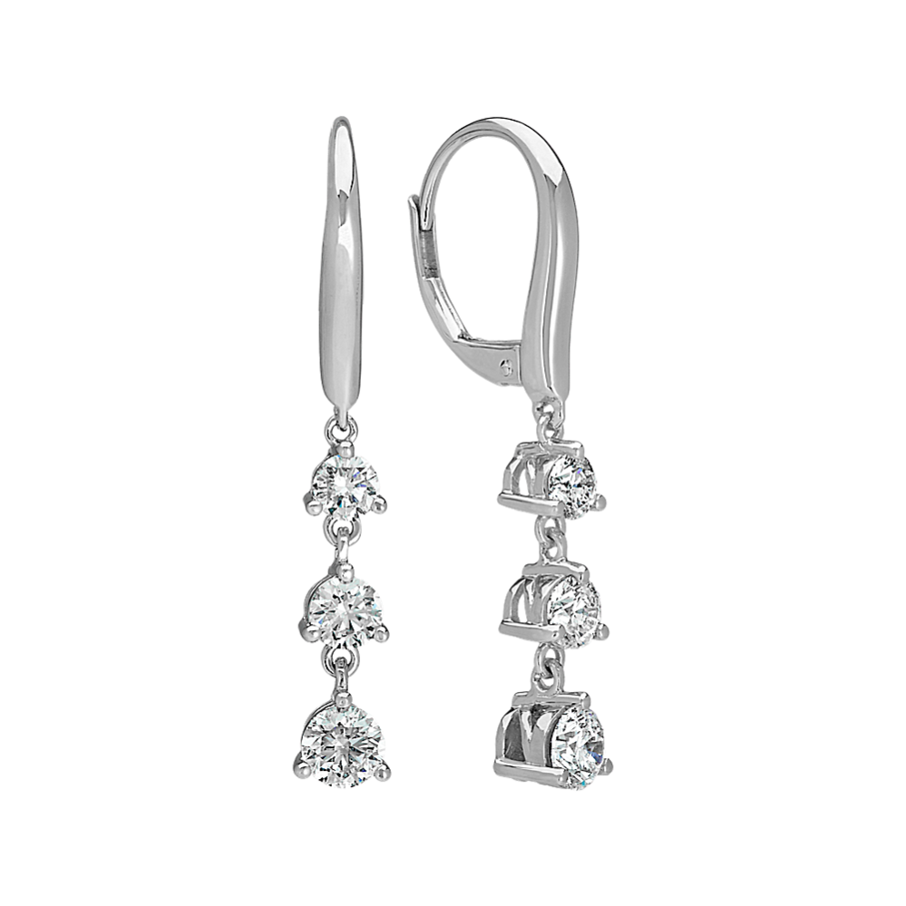 Three-Stone Round Diamond Dangle Earrings