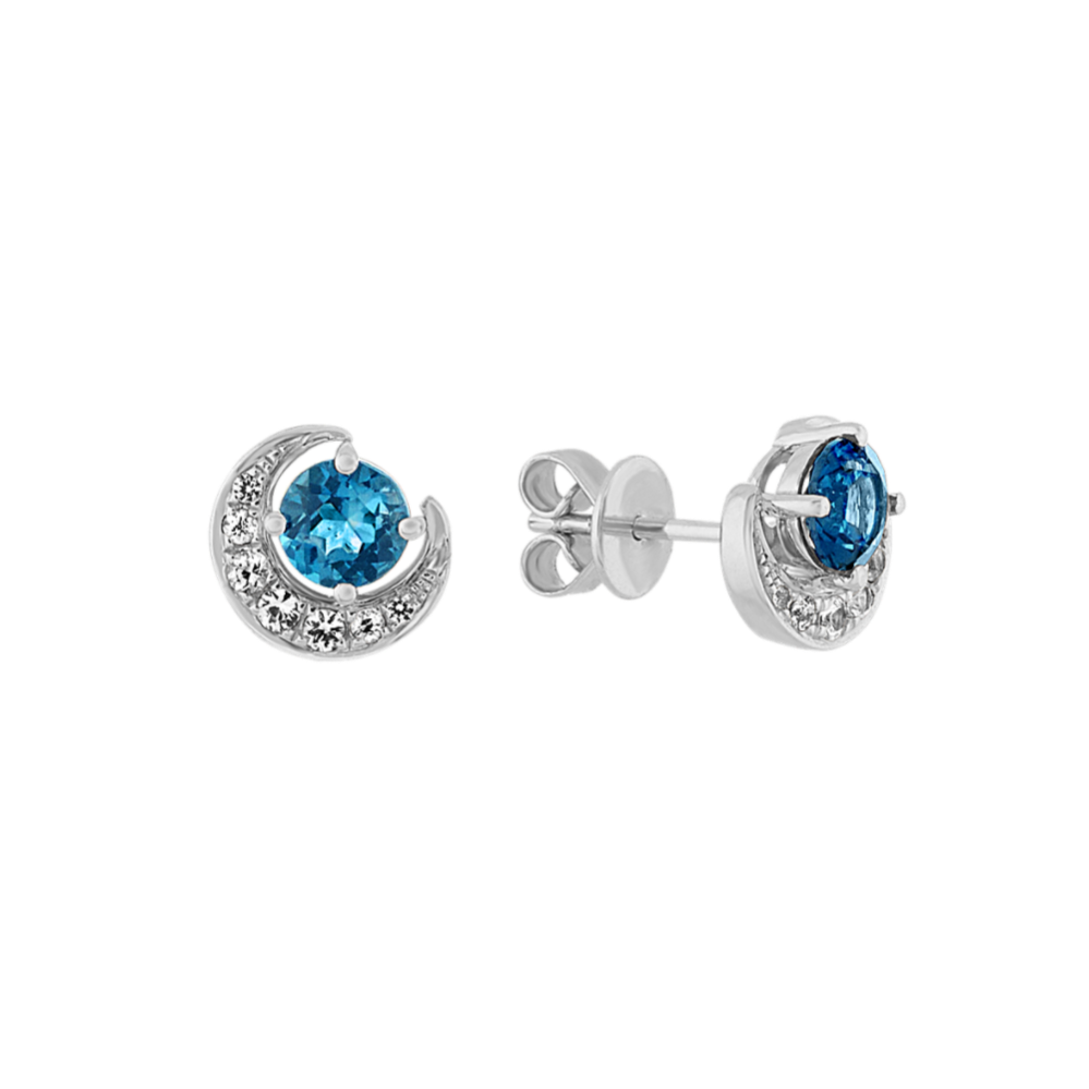 Blue Topaz Crescent Moon Earrings Blue Topaz Crescent Moon Earrings