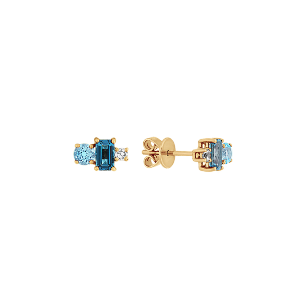Topaz and White Sapphire Earrings in 14K Yellow Gold