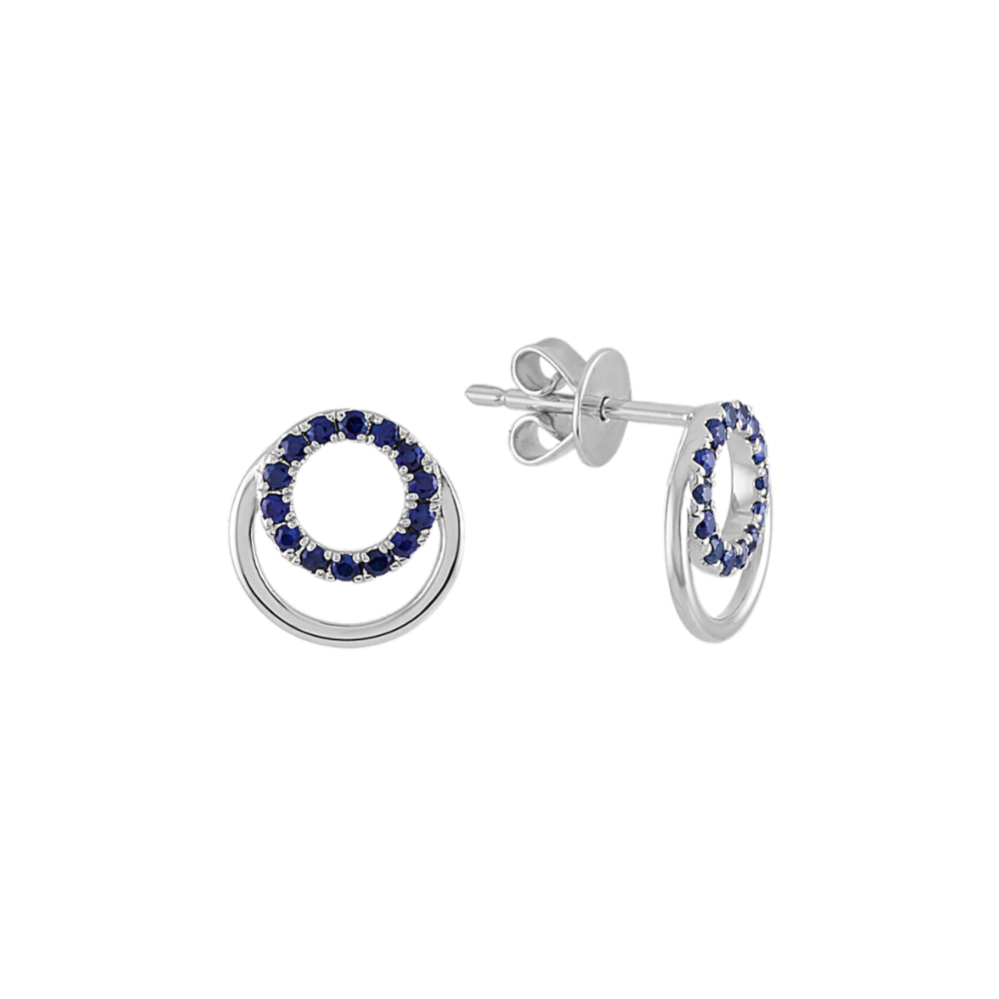 Traditional Blue Sapphire Circles Earrings