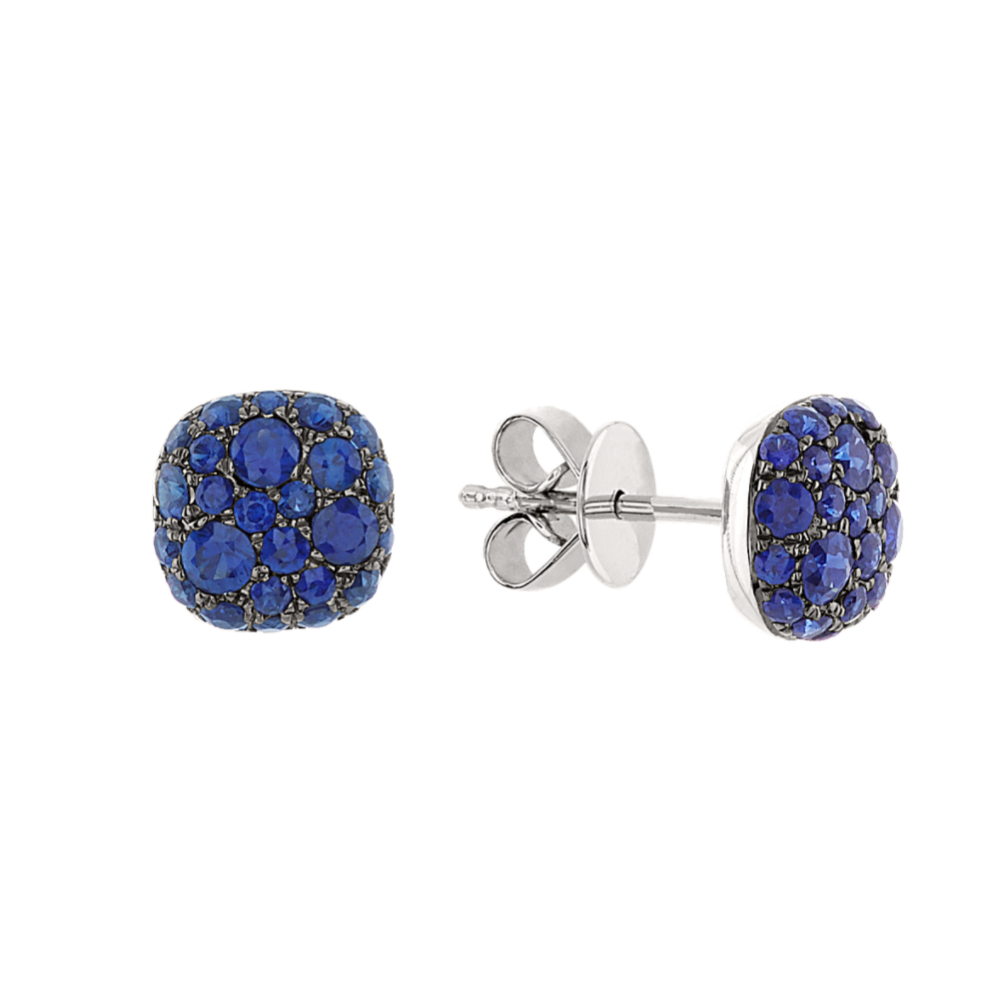 Traditional Blue Sapphire Cluster Earrings