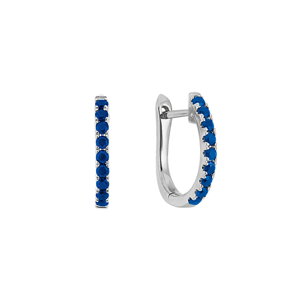 Traditional Blue Natural Sapphire Hoop Earrings