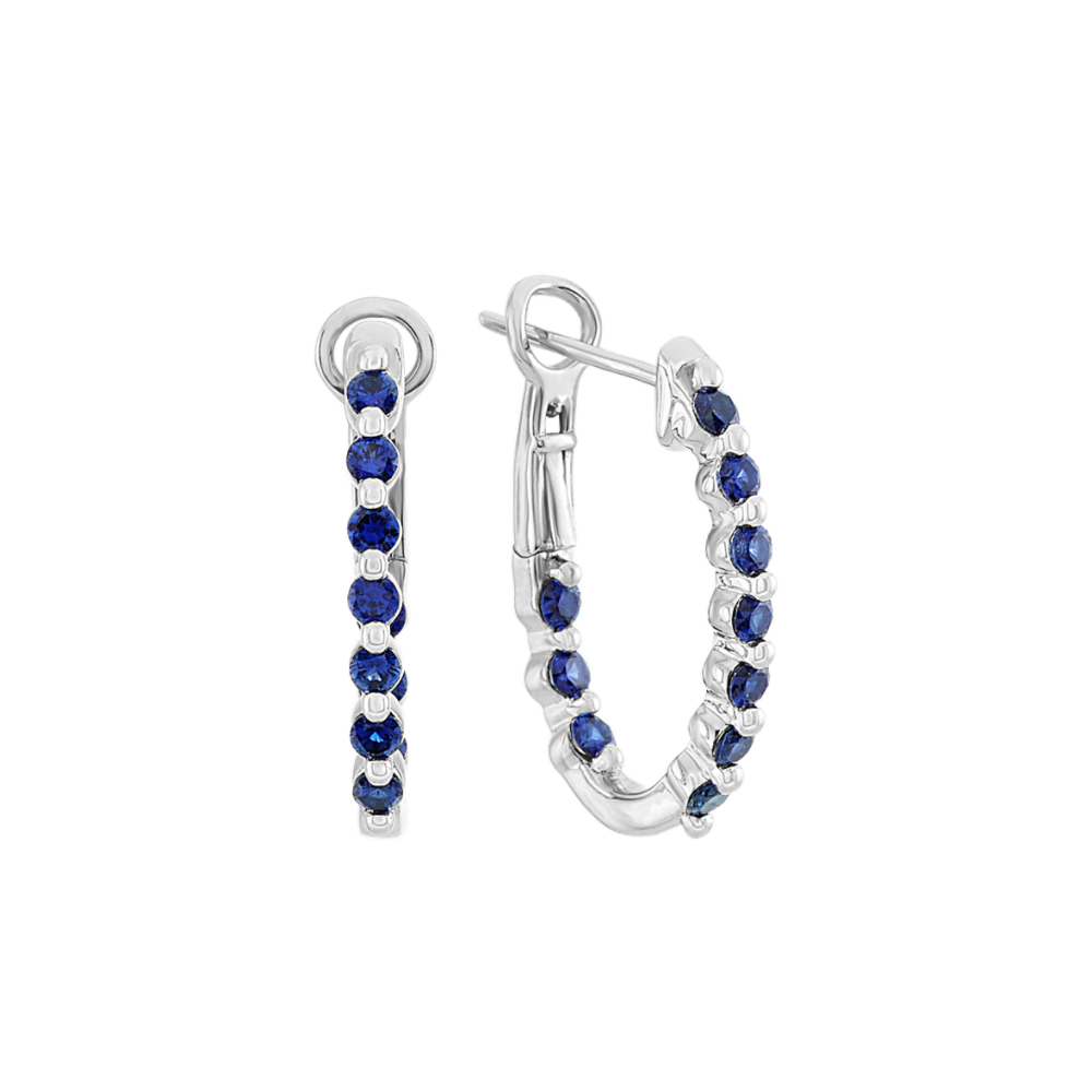 Traditional Blue Sapphire Hoop Earrings