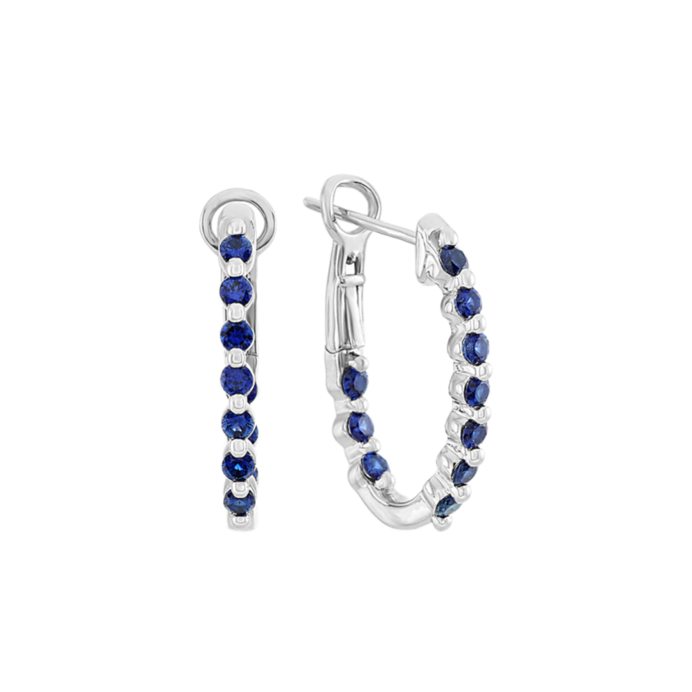 Traditional Blue Sapphire Hoop Earrings