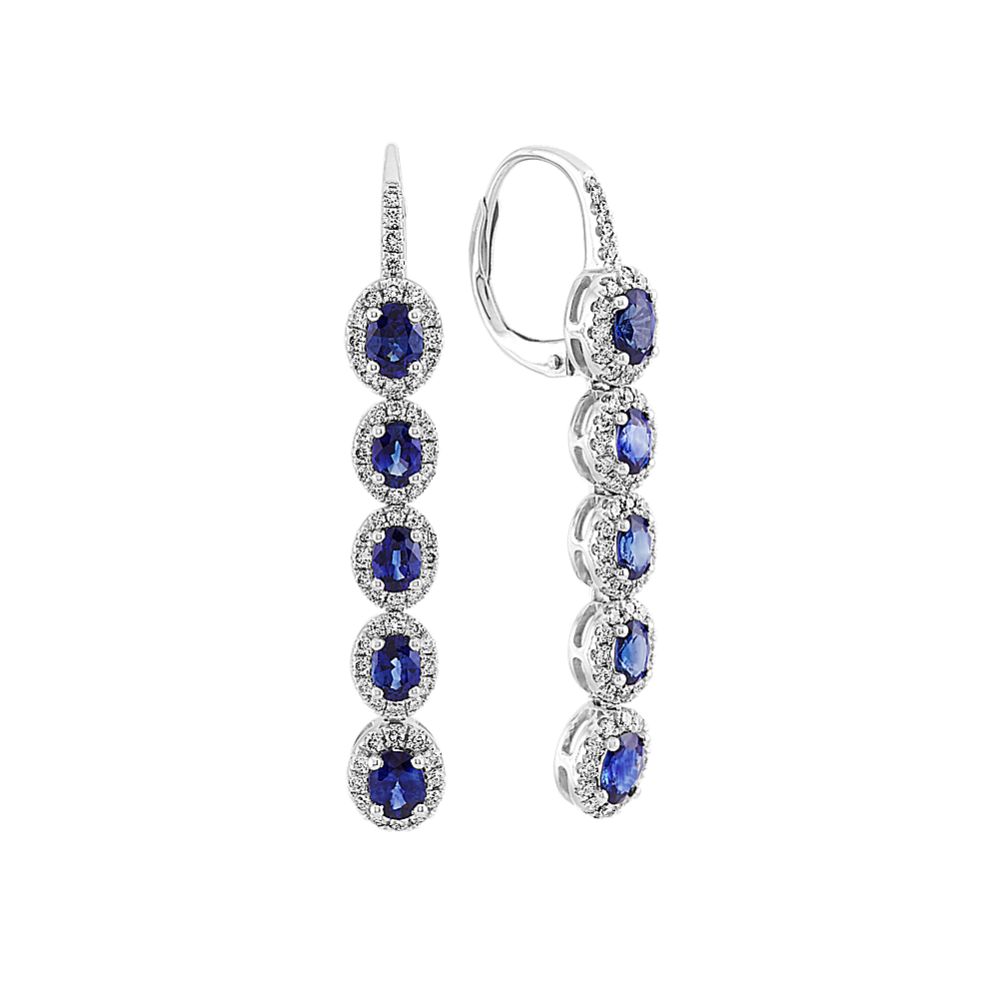 Galleria Traditional Blue Sapphire and Diamond Dangle Earrings