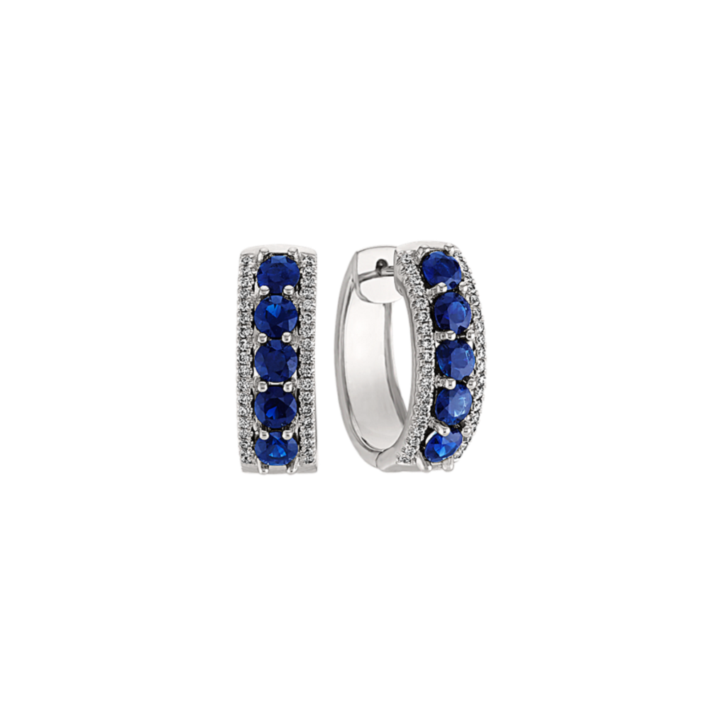 Traditional Blue Sapphire and Diamond Earrings