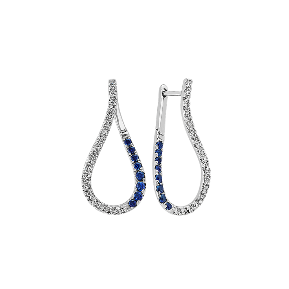 Traditional Blue Sapphire & Diamond Twist Earrings