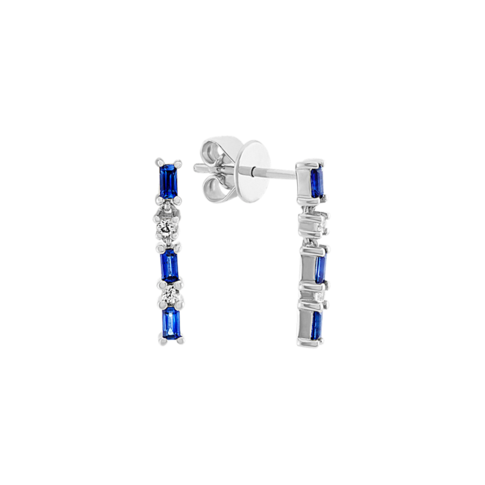 Blue & White Sapphire Dangle Earrings