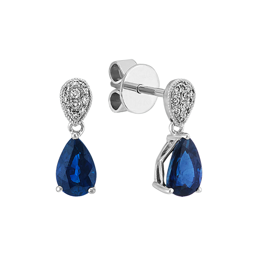 Traditional Sapphire and Diamond Dangle Earrings