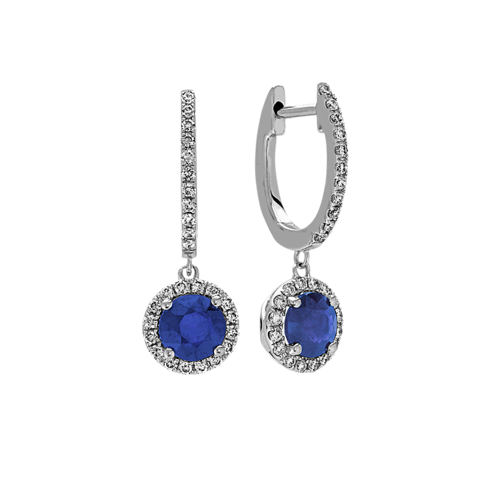 Traditional Natural Sapphire and Natural Diamond Dangle Earrings
