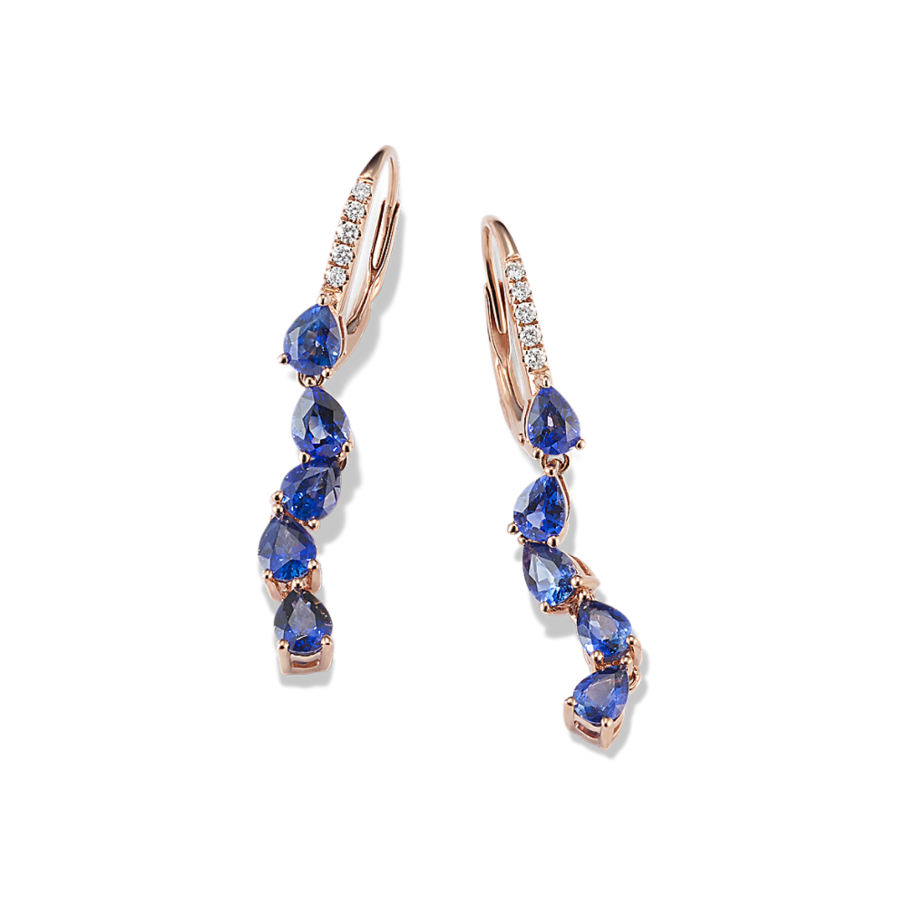 Traditional Natural Sapphire and Natural Diamond Dangle Earrings