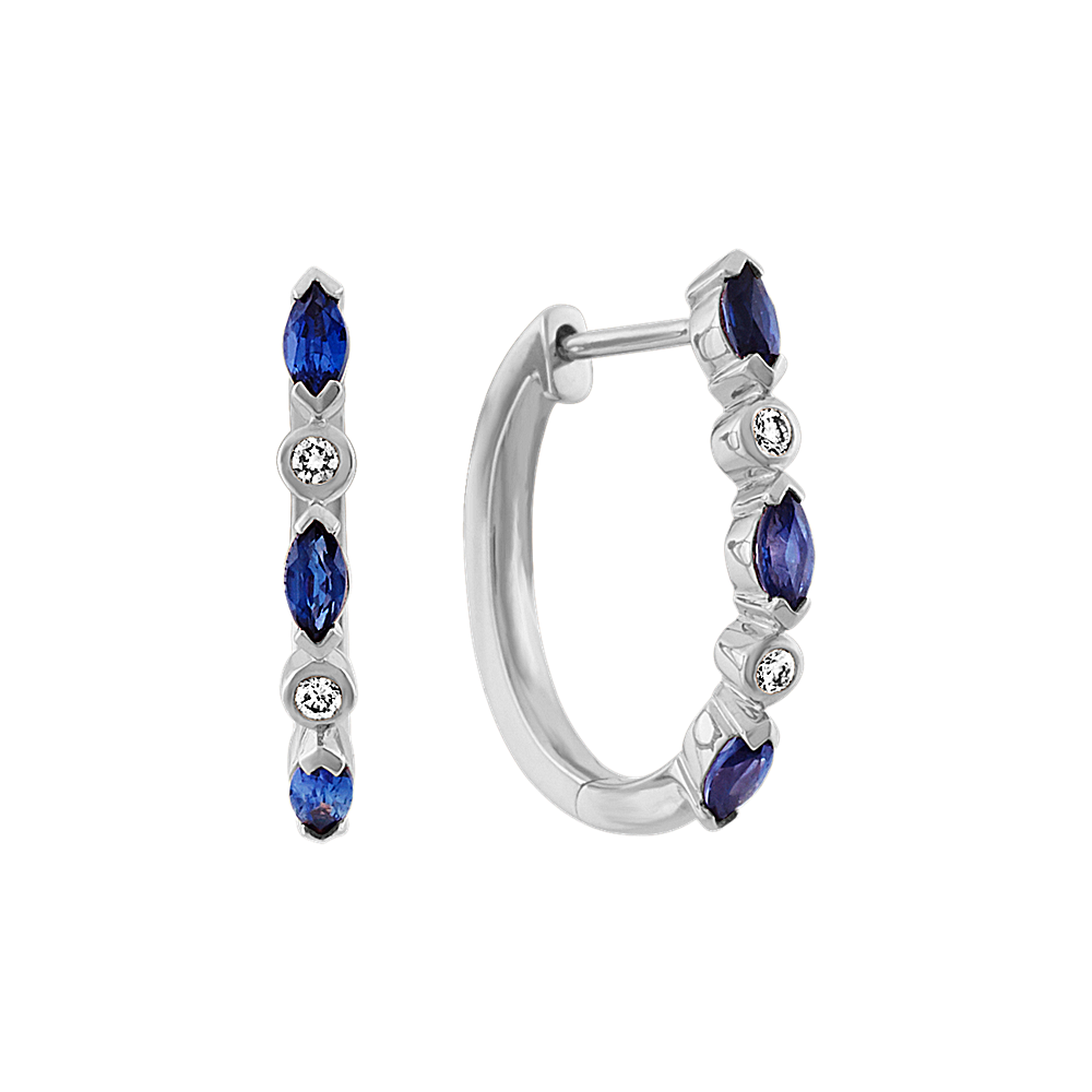 Traditional Sapphire and Diamond Hoop Earrings