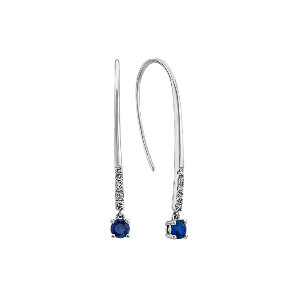 Traditional Natural Sapphire and Natural Diamond Threader Earrings