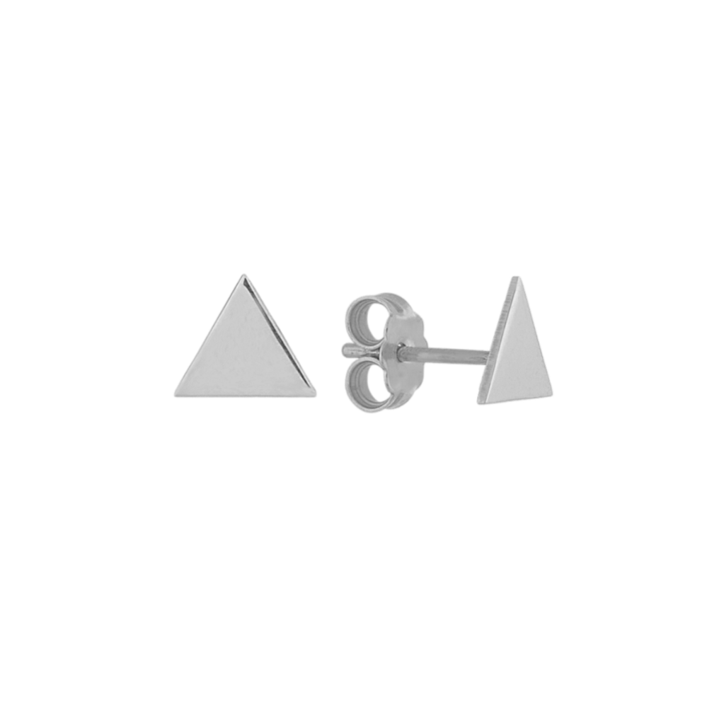 Triangle Stud Earrings in 14K White Gold