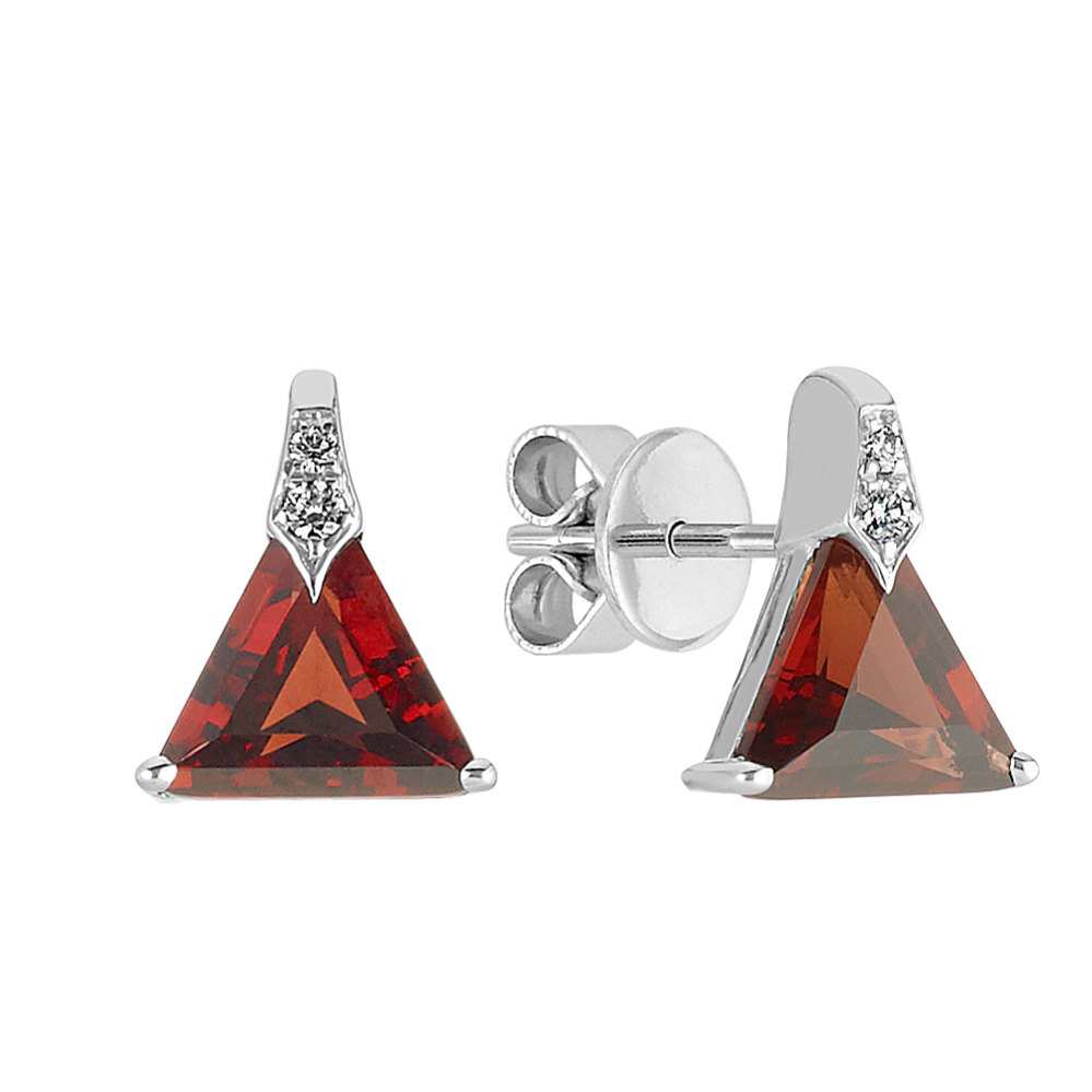 Trillion Garnet and Diamond Earrings