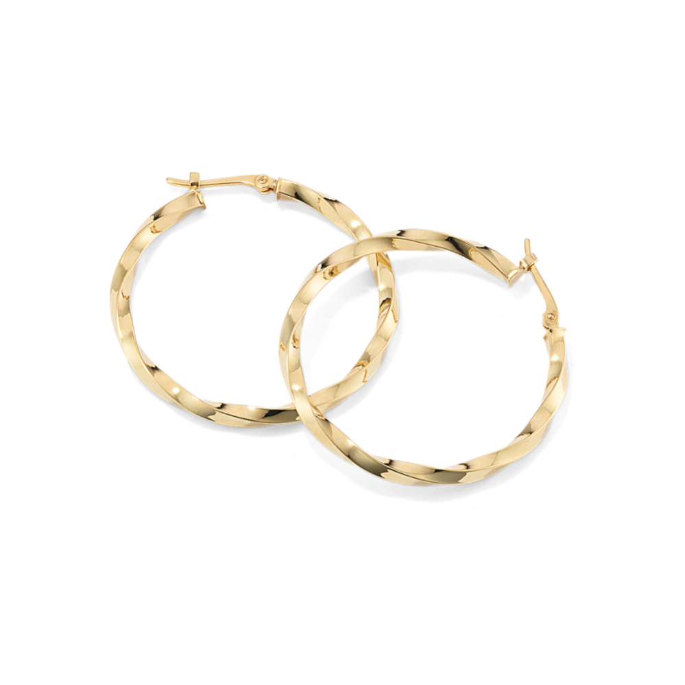 Twist 14k Yellow Gold Hoop Earrings