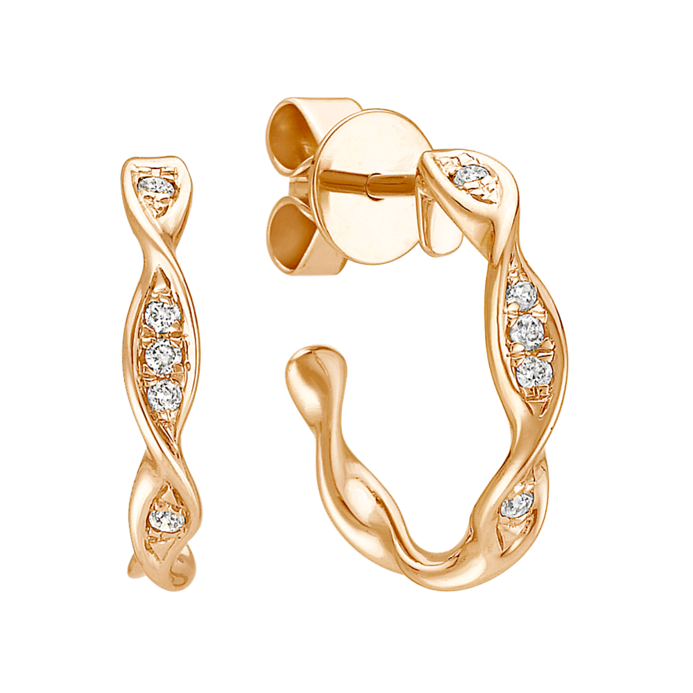 Twist Diamond Hoop Earrings in Yellow Gold