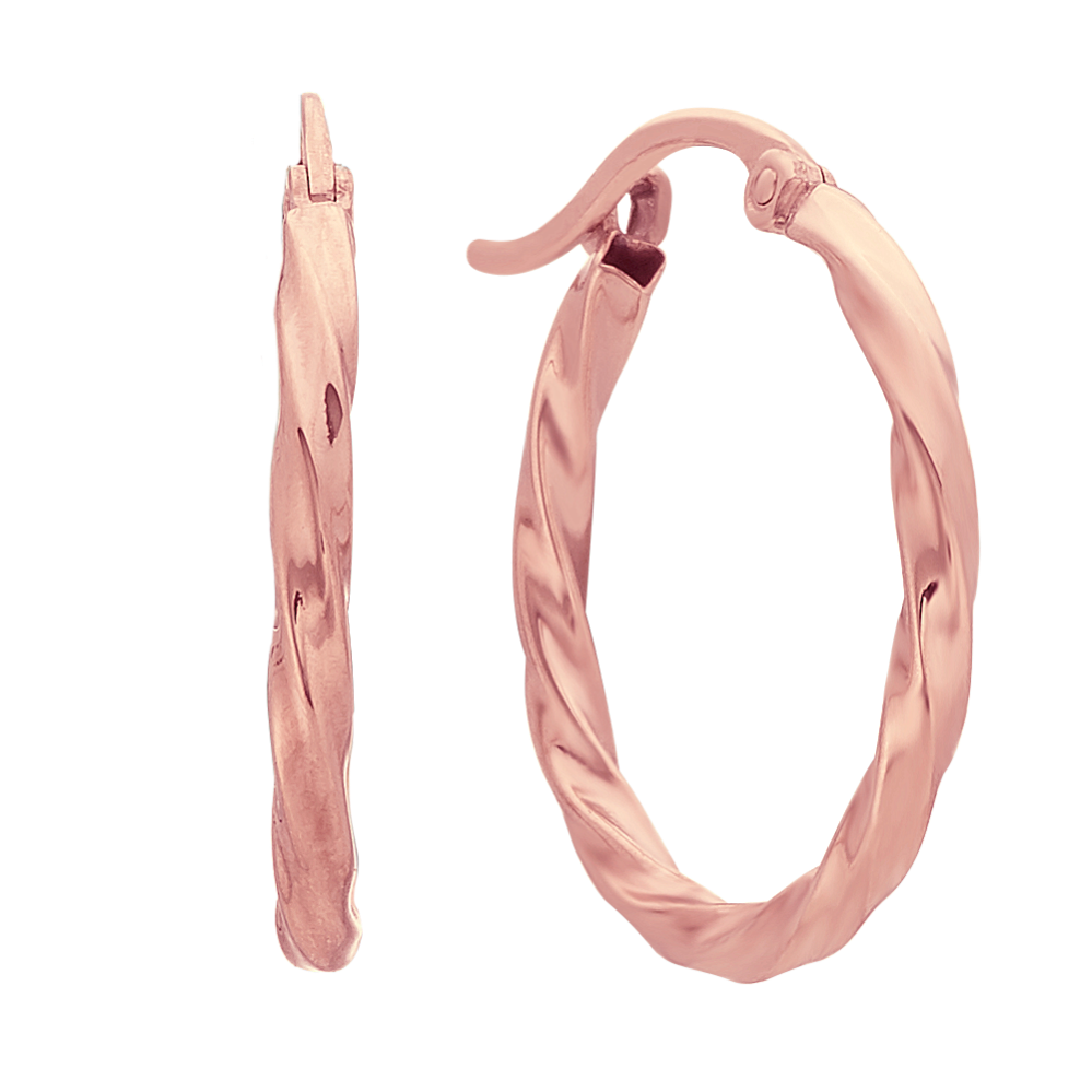 Twist Hoop Earrings in 14k Rose Gold