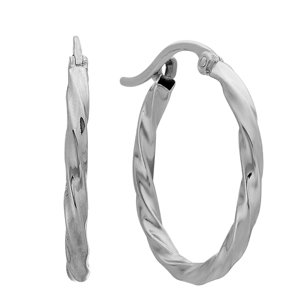 Twist Hoop Earrings in 14k White Gold Shane Co.