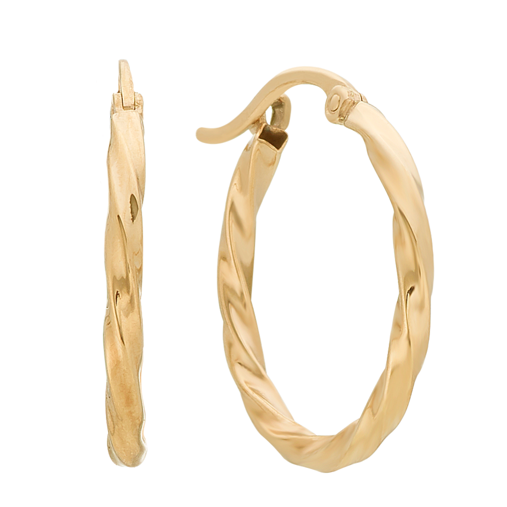 Twist Hoop Earrings in 14k Yellow Gold