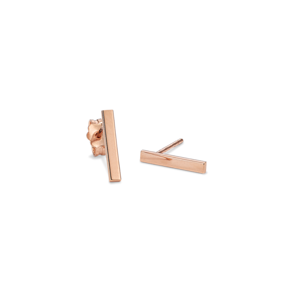 14K Rose Gold Vertical Bar Earrings