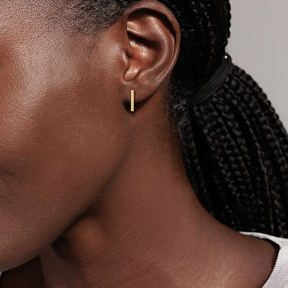 Tiny gold deals bar earrings