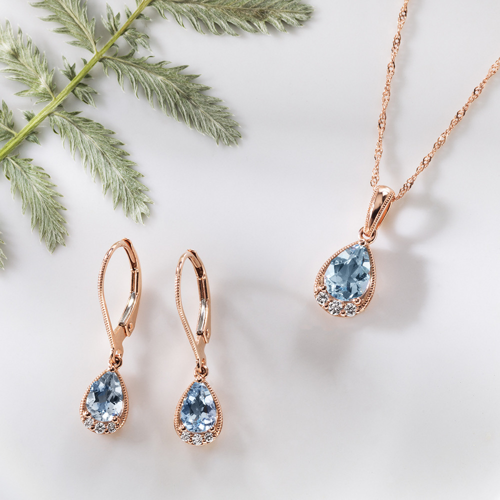 Rose gold aquamarine earrings hotsell