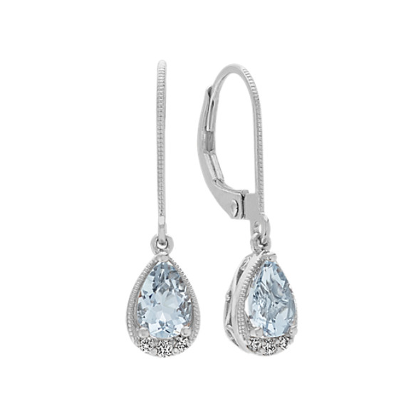 Vintage Aquamarine and Diamond Dangle Earrings