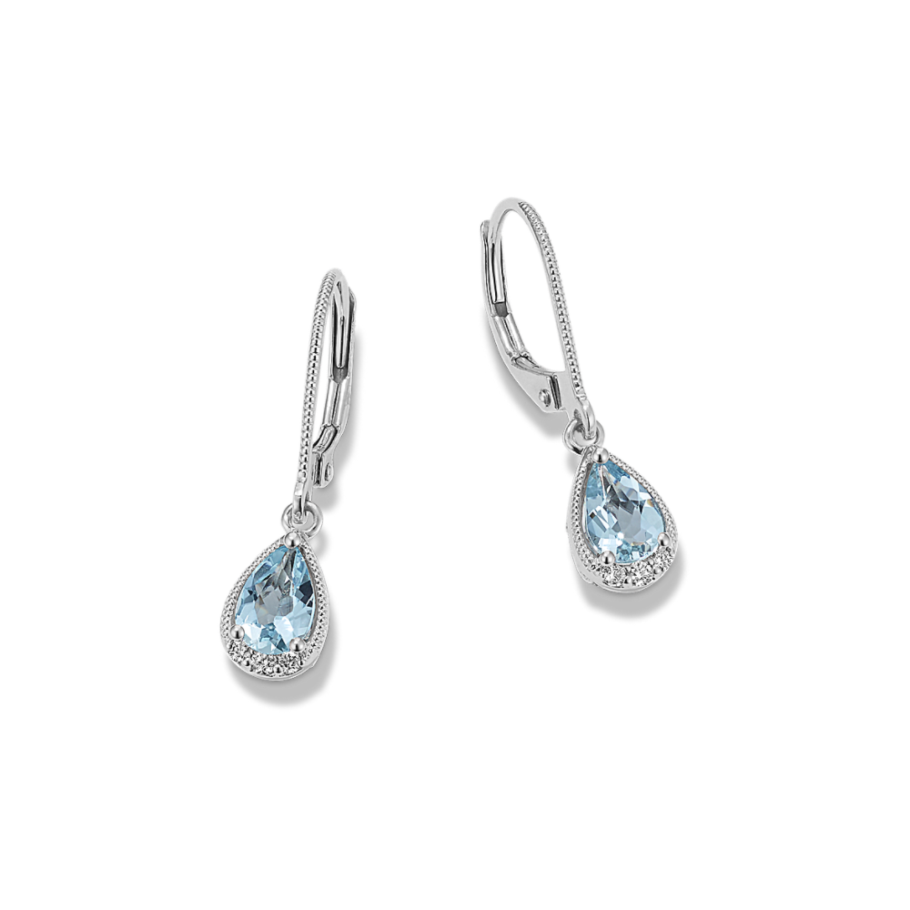 Vintage Aquamarine and Diamond Dangle Earrings Shane Co.