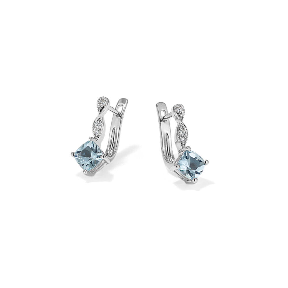 Vintage Aquamarine and Diamond Earrings Shane Co.