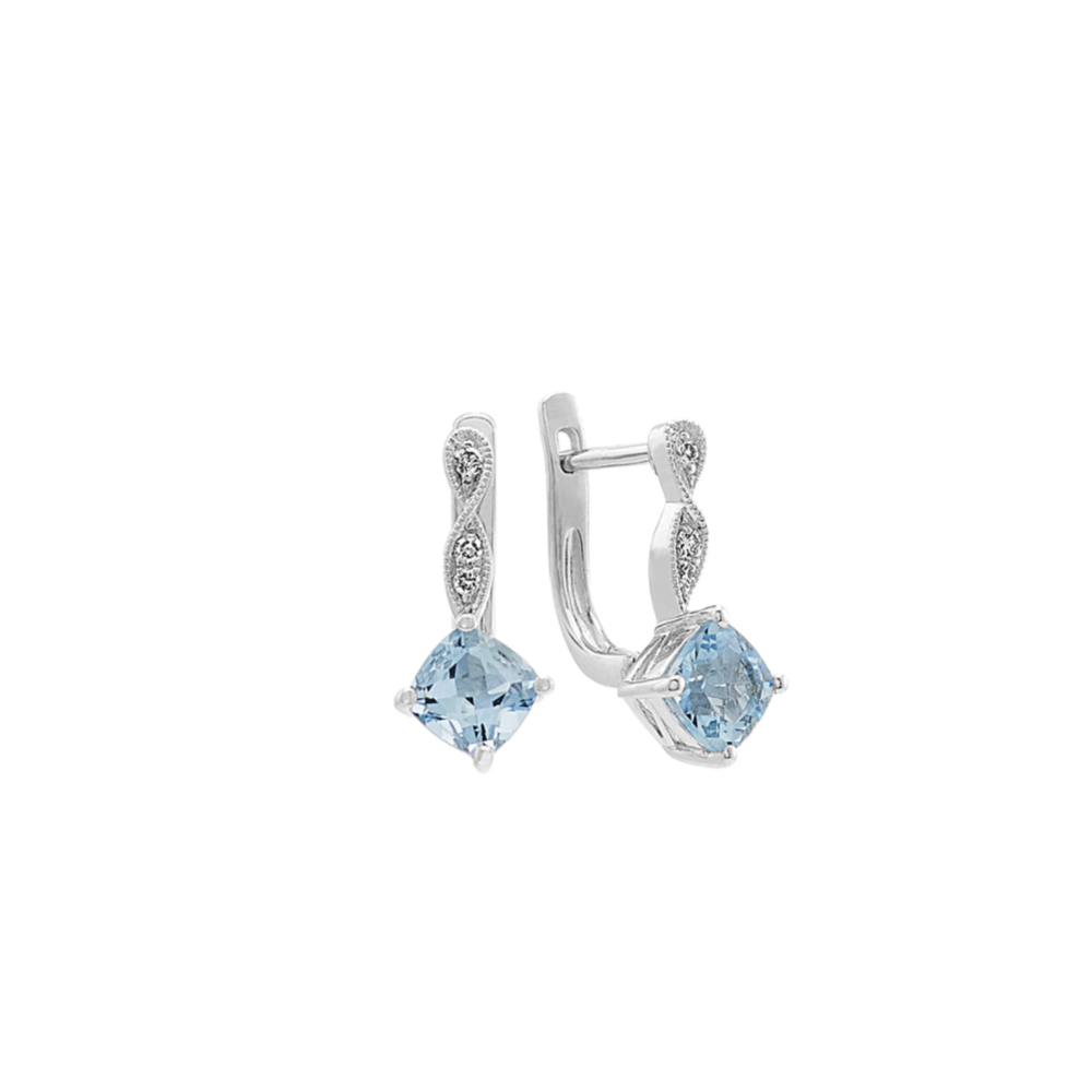 Aquamarine & Diamond Twist Earrings