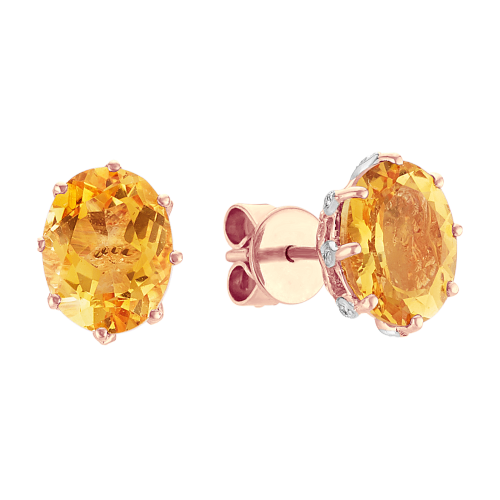 Vintage Citrine and Diamond Earrings