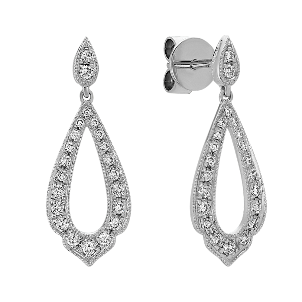 Vintage Dangle Diamond Earrings in 14k White Gold