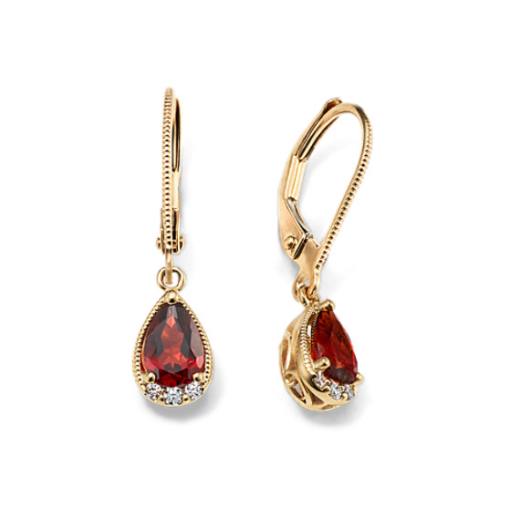 Vintage Garnet and Diamond Dangle Earrings