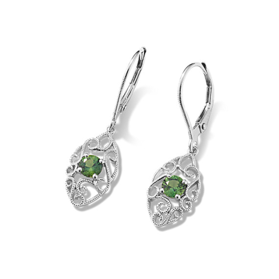 Vintage Green Shire And Sterling Silver Leverback Earrings Vintage Green Shire And Sterling Silver Leverback Earrings