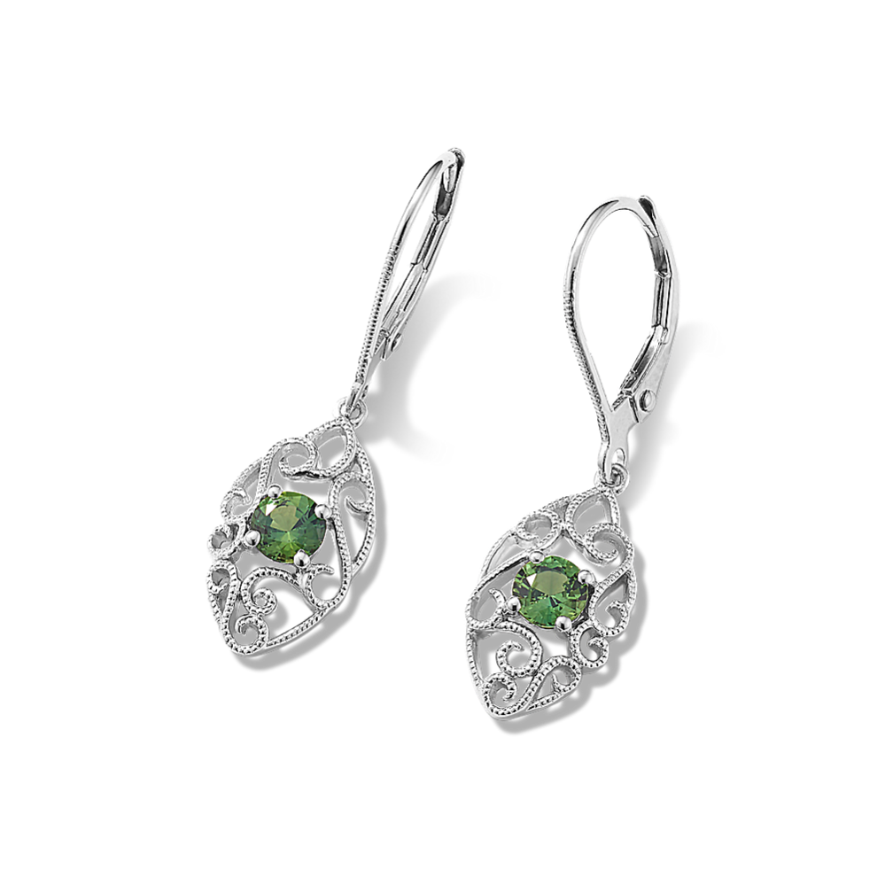 Sterling Silver White Ice Peridot Earrings