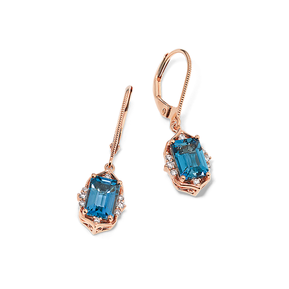 Poet Blue Topaz & Diamond Drop Earrings