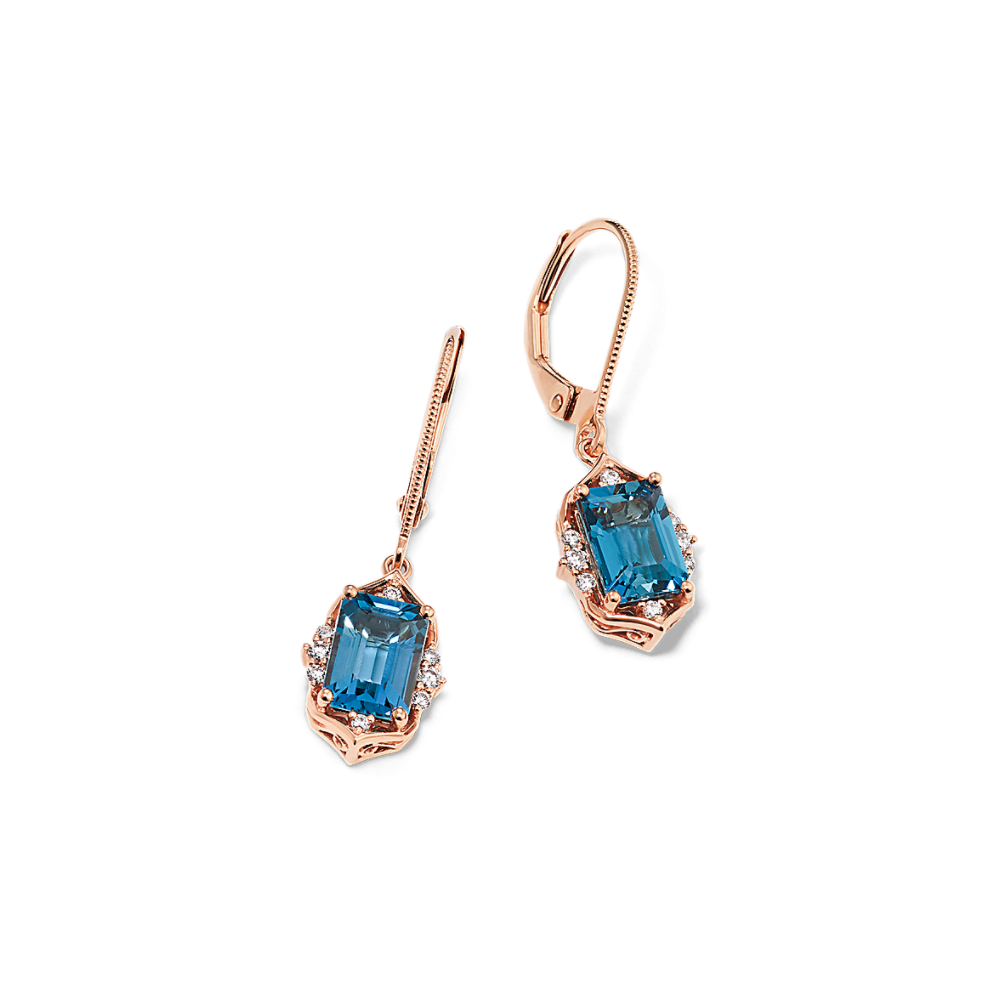 Vintage Natural London Blue Topaz Dangle Earrings