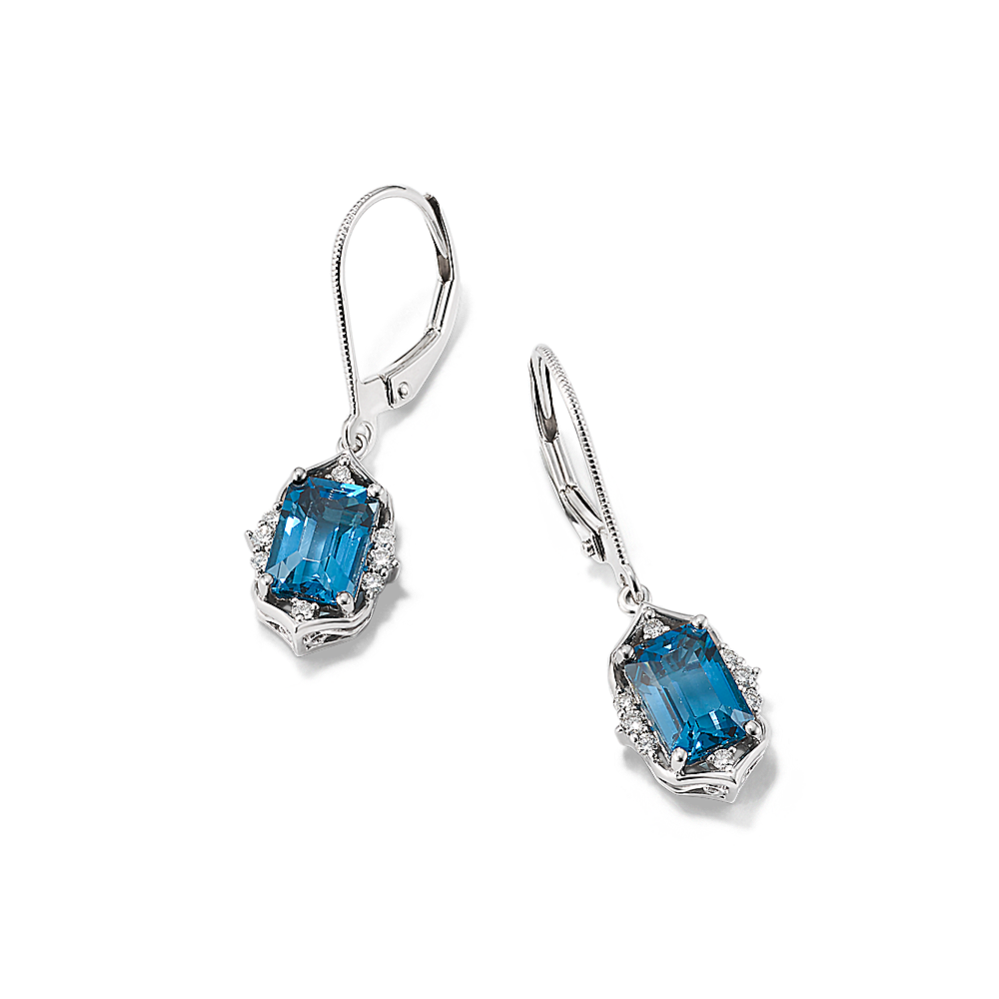 Poet Blue Topaz & Diamond Drop Earrings