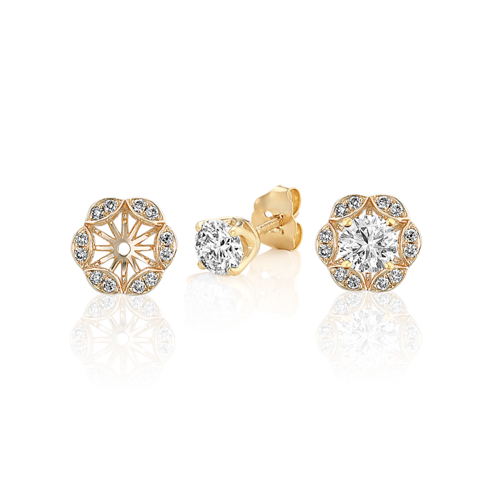 Vintage Round Diamond Earring Jackets with Pave Setting