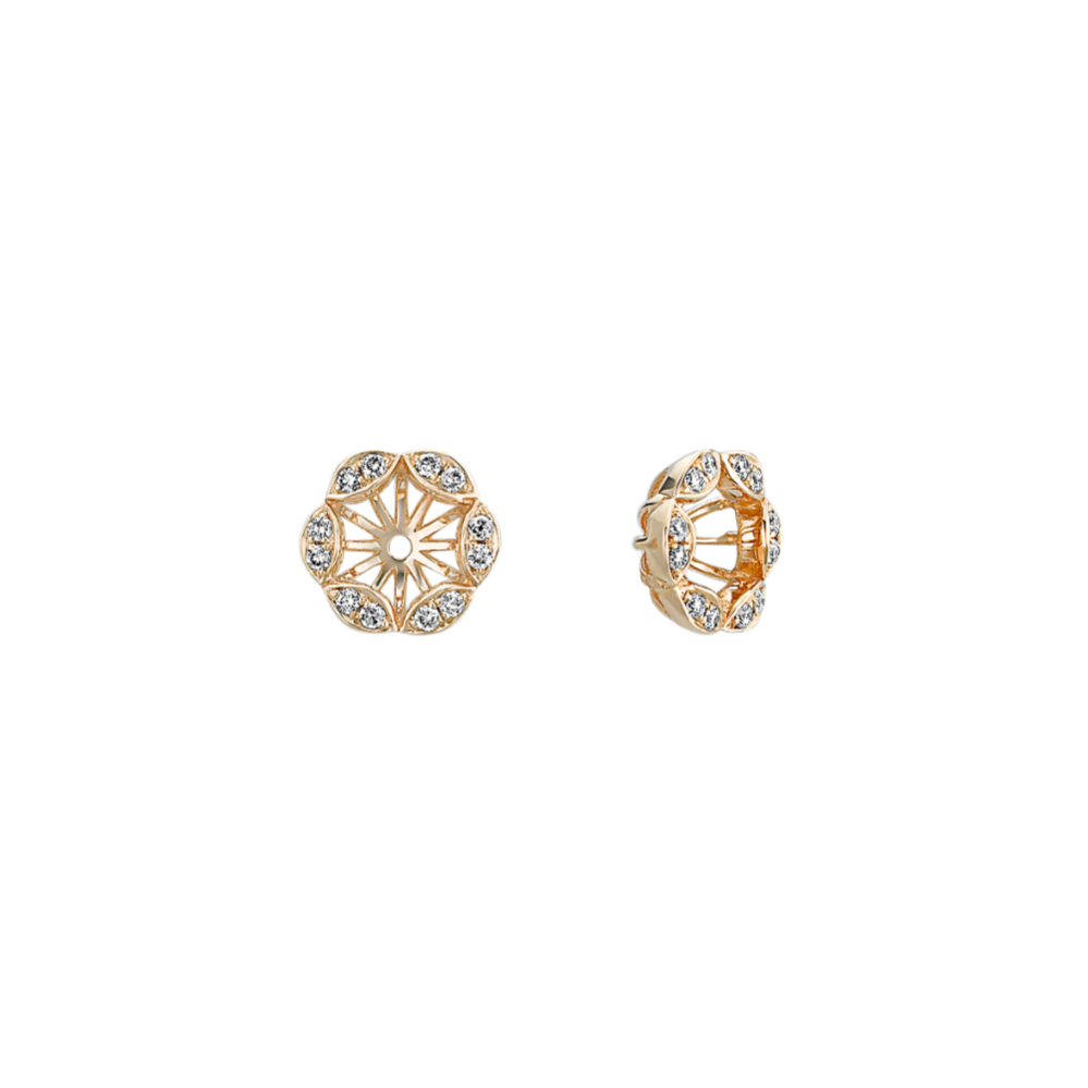 Vintage Round Diamond Earring Jackets with Pave Setting