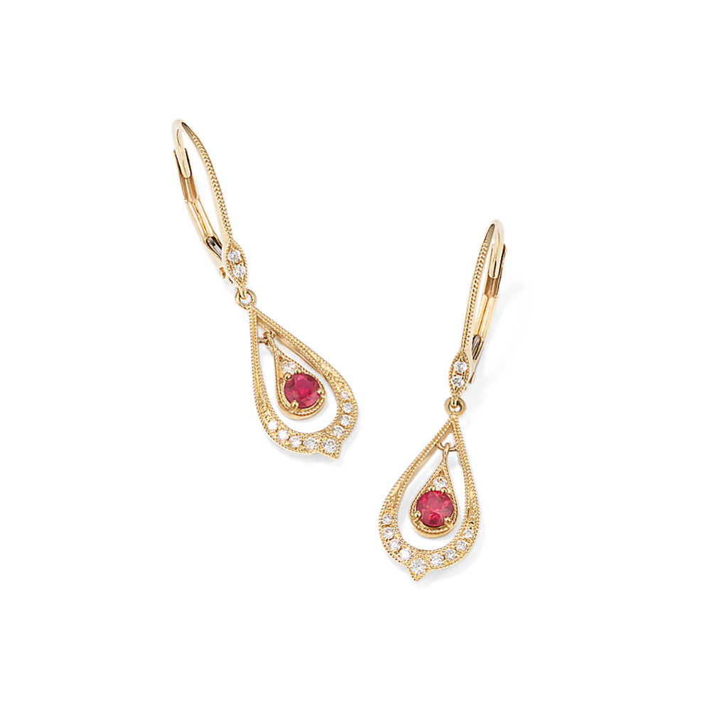 Ramona Ruby & Diamond Drop Earrings