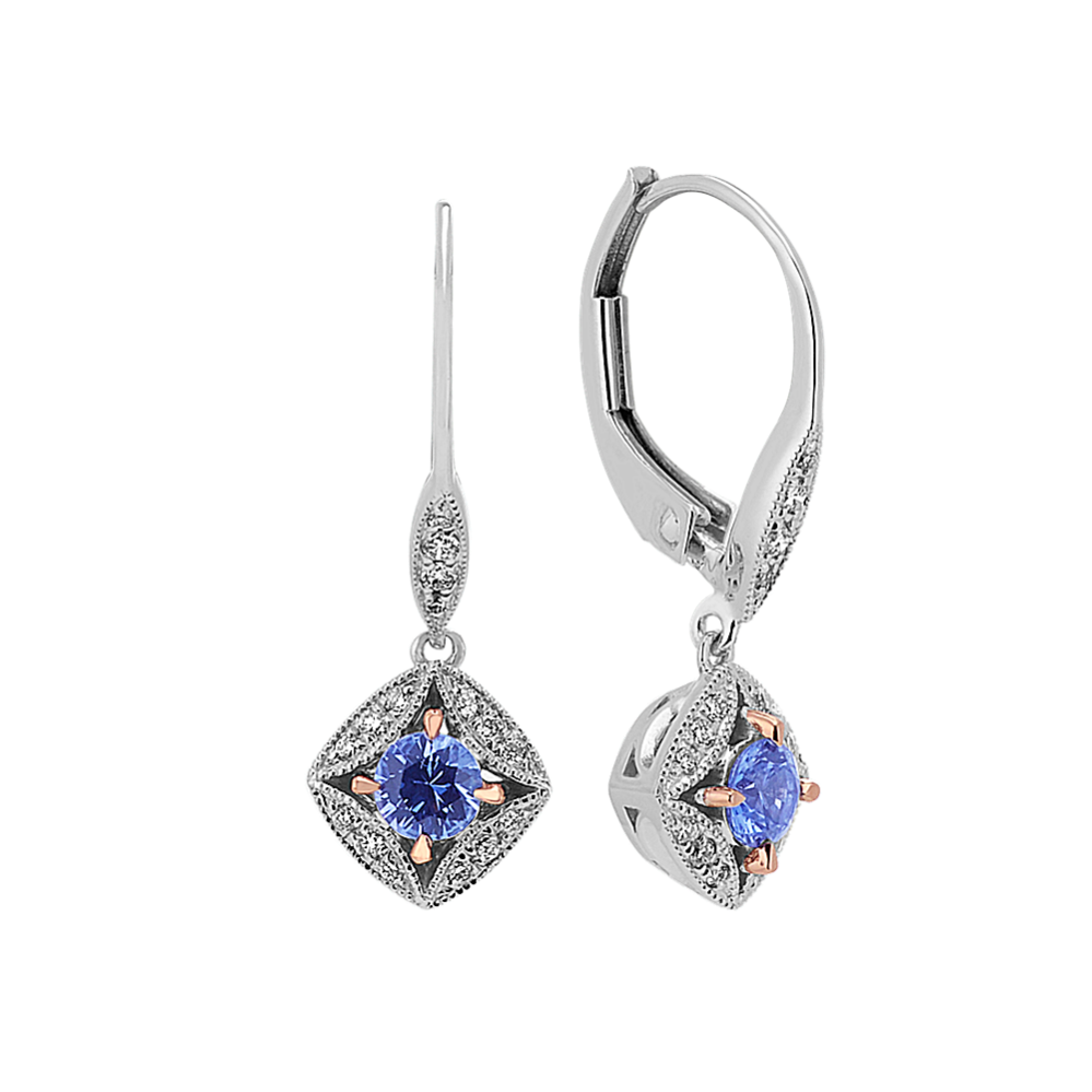 Vintage Sapphire and Diamond Dangle Earrings (18 in)