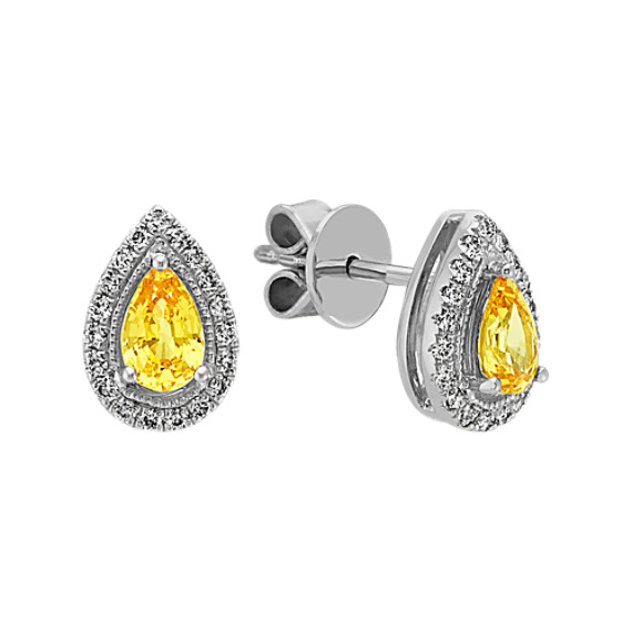 Vintage Yellow Sapphire and Diamond Earrings