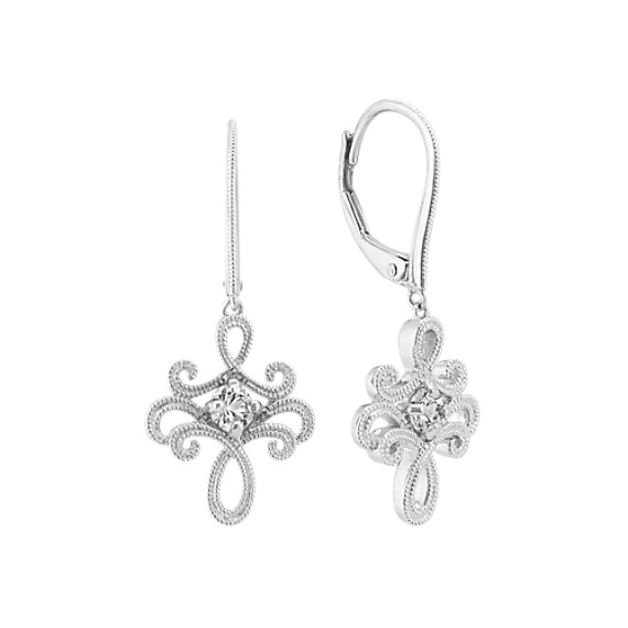 White Shire Dangle Earrings In Sterling Silver White Shire Dangle Earrings In Sterling Silver