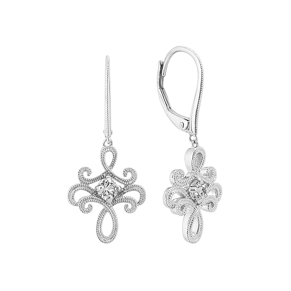 White Sapphire Dangle Earrings in Sterling Silver Shane Co.