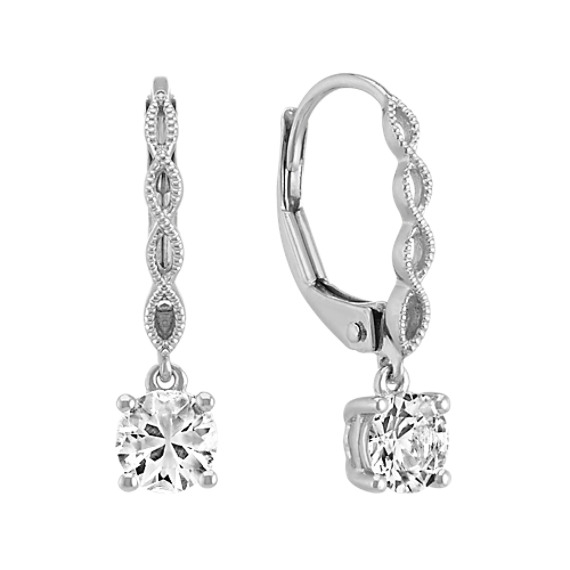 White Shire Earrings With Milgrain Detailing Shane Co White Shire Earrings With Milgrain Detailing