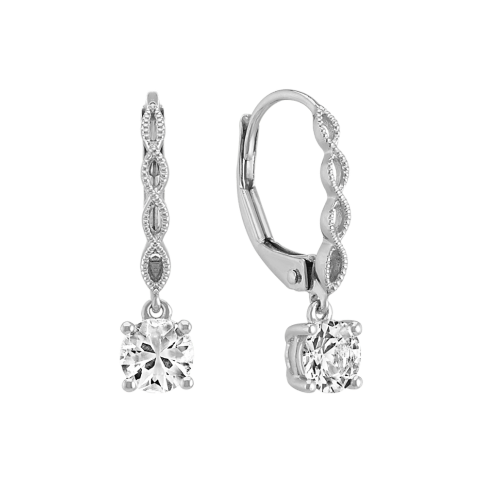 White Sapphire Earrings with Milgrain Detailing