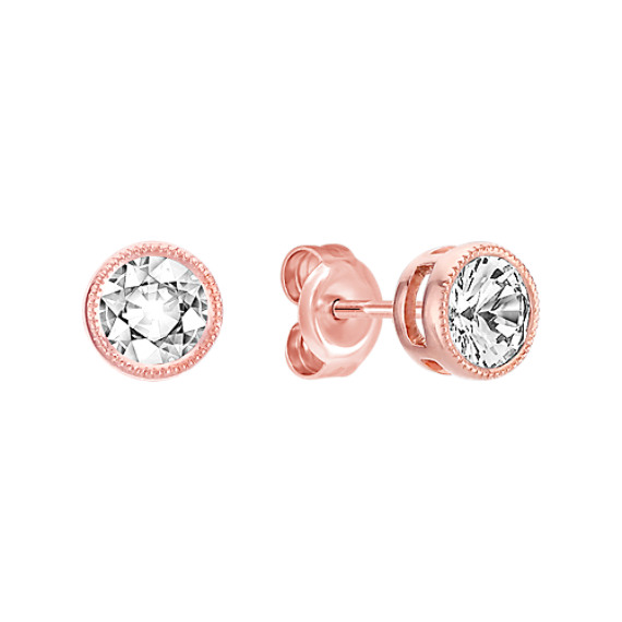 White Sapphire and 14k Rose Gold Earrings