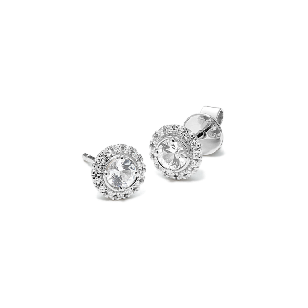 White sapphire hot sale halo earrings